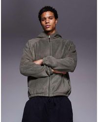 ASOS - Relaxed Zip-through Funnel Neck Fleece Hoodie - Lyst