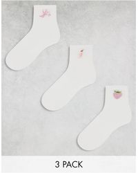 Monki - 3 Pack Ankle Socks - Lyst