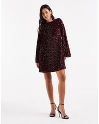 Pieces - Sequin Mini Dress With Ribbon Bow Back - Lyst