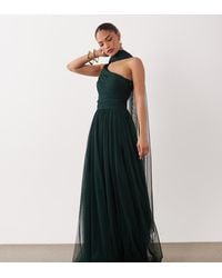 LACE & BEADS - Bridesmaids One Shoulder Scarf Neck Maxi Dress - Lyst