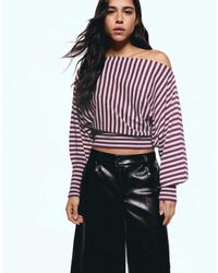 Bershka - Asymmetric Stripe-Neck Jumper - Lyst
