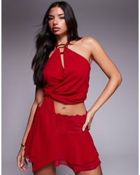 Tiger Mist - Chiffon Halterneck Drape Tie Side Multiway Top Co-Ord - Lyst