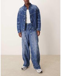 ASOS - Jeans Super Larghi Lavaggio Medio Con Cuciture A Vista - Lyst