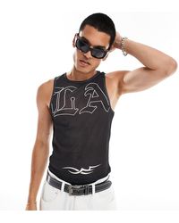 Collusion - Camiseta Negra Sin Mangas Con Estampado De Malla Texturizada De -Blanco - Lyst