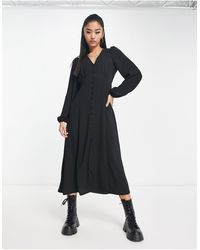 New Look - Button Front Long Sleeved Tea Dress - Lyst