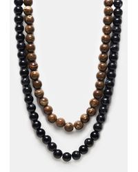 Reclaimed (vintage) - Confezione Da 2 Collane Con Perline Marroni E Nere - Lyst