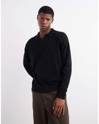 ASOS - Polo Holgado De Manga Larga Con Muesca En El Cuello De Punto De - Lyst