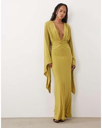 ASOS - Batwing Slinky Maxi Dress With Plunge Neckline - Lyst