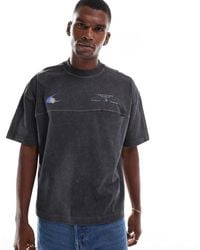 ASOS - Recht Oversized T-Shirt Van 220Gsm Zware Stof Met Zak En Sportprint - Lyst