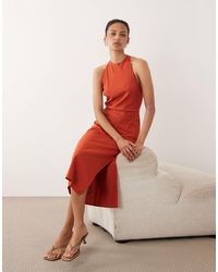 Mango - Halter Neck Sleeveless Dress With Drape Detail - Lyst