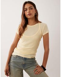 ASOS - Sheer Double Layer Short Sleeve Halter Top - Lyst