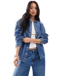 ONLY - Camicia Di Jeans Medio Con Dettagli Western - Lyst