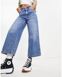 Pimkie - High Waist Button Detail Wide Leg Jeans - Lyst