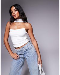 ASOS - Bandeau Top With Scarf Neck Detail - Lyst