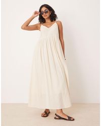 Y.A.S - Robe mi-longue style bohème festival à fines bretelles et finitions en maille au crochet - crème - Lyst