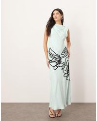 ARRANGE - Asymmetrische Rechte Maxi-Jurk Met Lineaire Bloemenprint - Lyst