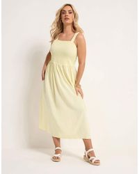 Yours Clothing - Shirred Linen Maxi Dress - Lyst