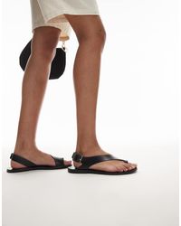 Mango - Leather Strap Buckle Detail Sandal - Lyst