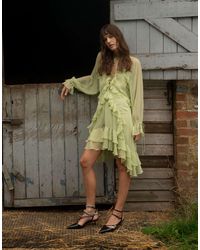 Muse Assembly - Boho Crinkle Chiffon Ruffle Midi Dress - Lyst