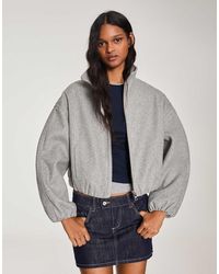 Bershka - Wool-blend Jacket With Gathered Hem - Lyst
