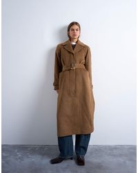 TOPSHOP - Belted Formal Longline Coat With Wool - Lyst
