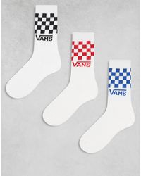 Vans - 3 Pack Classic Check Crew Socks - Lyst