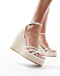 Glamorous - Sandalias Blancas De Tacón Con Cuña Estilo Alpargatas De - Lyst