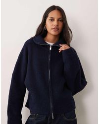 Miss Selfridge - Chunky Ribgebreid Vest Met Rits En Batwingmouwen - Lyst