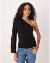ASOS - Knitted One Shoulder Top With Shoulder Pads - Lyst