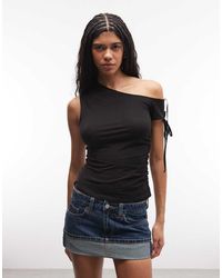 Monki - Off Shoulder Ruched Top - Lyst