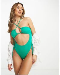 Free Society - Cut Out Bandeau Swimsuit - Lyst