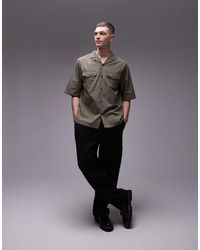 TOPMAN - Short Sleeve Relaxed Double Pocket Shirt - Lyst