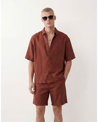 ASOS - Co-ord Wide Fit Linen Blend Shorts - Lyst