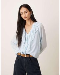 Vila - Geweven Blouse Met Ruches En Ruches - Lyst