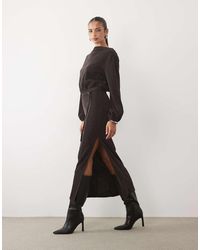 ASOS - Soft Cord Slash Neck Belted Maxi Dress - Lyst