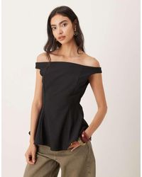 Mango - Off Shoulder Top With Peplum Hem - Lyst