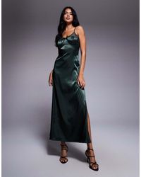 Brave Soul - Satin Strappy Maxi Dress With Lace Detail - Lyst