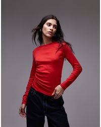 TOPSHOP - Hitched Side Long Sleeve Top - Lyst