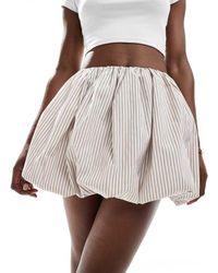ASOS - Minigonna Color Pietra A Righe Con Fondo A Palloncino - Lyst