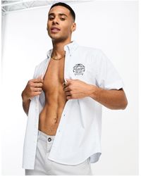Abercrombie & Fitch - Camicia oxford a maniche corte /bianca a righe con logo - Lyst