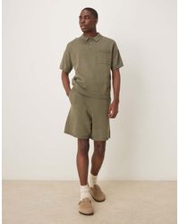 ASOS - Pantalones Cortos Caquis Extragrandes De Punto De Grosor Medio De Algodón De (Parte De Un Conjunto)-Verde - Lyst