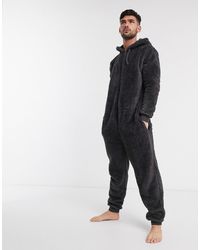 ASOS Hooded Lounge Fleece Onesie - Gray