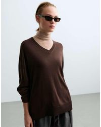 Oysho - 100% Wool V-Neck Knit Jumper - Lyst