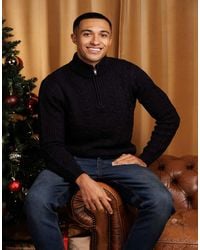 French Connection - 1/2 Zip Cable Knit Jumper - Lyst