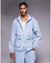 Liquor N Poker - Oversized Denim Hooded Jacket - Lyst