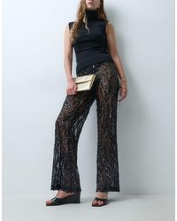 TFNC London - Sheer Sequin Wide Leg Pants - Lyst