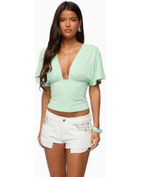 Edikted - Betee Flutter Plunge Neck Top - Lyst