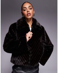 ASOS - Faux Fur Jacket With Collar - Lyst