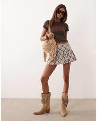 Motel - Raffita Angled Check Mini Skirt - Lyst