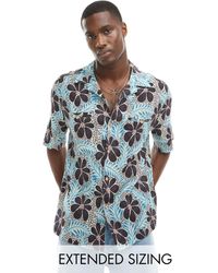 ASOS - Camisa holgada con estampado floral retro y cuello - Lyst
